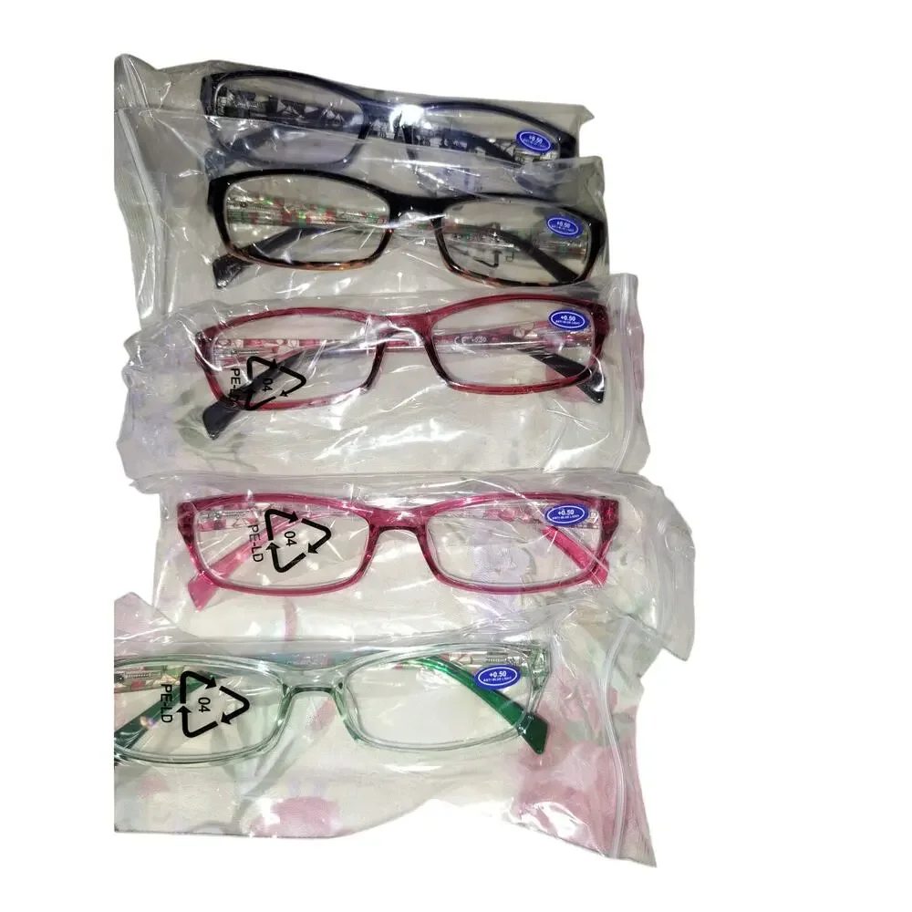Reading Glasses 5 Pairs w/soft glass cases Comfort Quality Readers .50+